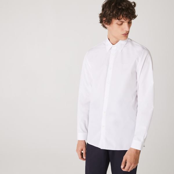 Lacoste Regular Fit Premium Cotton Poplin Shirt Pánské - Šortky Bílé | CZ-Mdi0l8